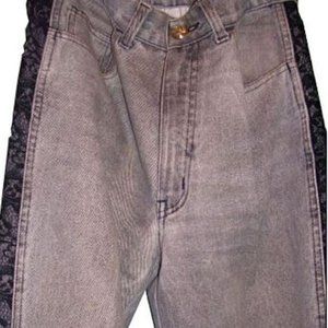 VINTAGE 1980'S MOSCHINO BLACK LACE JEANS-Size 6